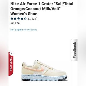 Nike Air Force 1 Crater "Sail/Total Orange/Coconut Milk/Volt" Women's Shoe